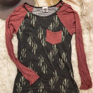 Western cactus long sleeve top